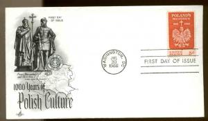 1313 POLAND  FDC WASHINGTON, DC ARTCRAFT CACHET UNADDRESSED