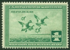 EDW1949SELL : USA 1937 Scott #RW4 Mint Never Hinged. Fresh stamp. Retail $275.00 
