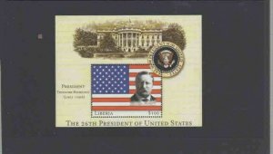 LIBERIA 2001 26TH PRESIDENT OF THE U.S THEODORE ROOSEVELTMINT VF NH O.G S/S (17