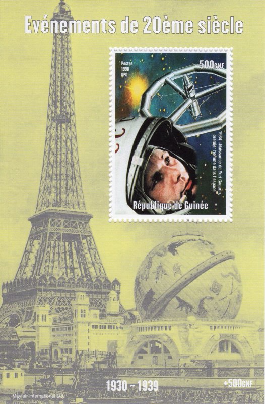 Guinea 1998 YT#1439E GAGARIN 1st.MAN IN SPACE Souvenir Sheet (1) Perforated MNH