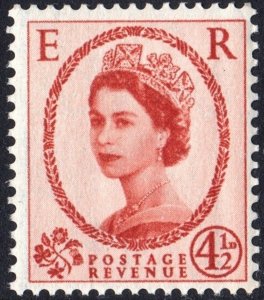 Great Britain #360a 4½d Queen Elizabeth II: Graphite Lines Single (1959) MNH