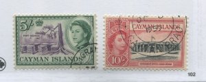 Cayman Islands QEII 1953 5/ and 10/ used