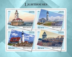 MALDIVES - 2018 - Lighthouses - Perf 4v Sheet - Mint Never Hinged
