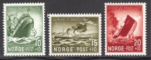Norway Scott B35-B37 MNHOG - 1944 Wartime Ship Sinkings Victims Aid - SCV $3.75
