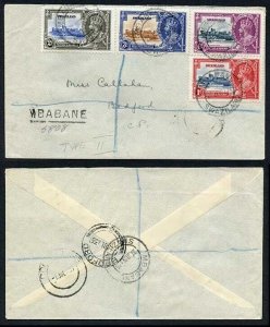 Swaziland SG21/4 1935 Silver Jubilee on Registered Cover (not FDC)