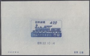 JAPAN Sc # 396.1 MNH SOUVENIR SHEET LOCOMOTIVE - NO GUM as ISSUED