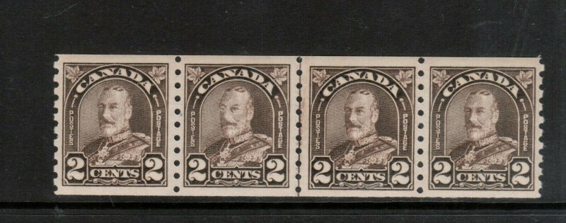 Canada #182iii Extra Fine Never Hinged Cockeyed King Line Strip Of Four