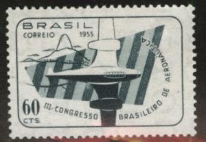 Brazil Scott 819 MH* 1955 stamp ink mark id # on bk