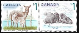 Canada 2005  - DEER with FAWN & WALRUS - MNH Pair # 1689a