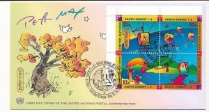 D171959 Earth Summit Peter Max Cartoon FDC United Nations New York Bureau