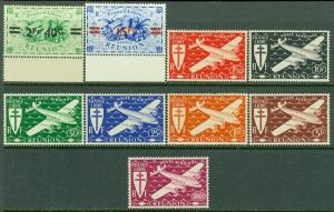 EDW1949SELL : REUNION 1943-45 Scott #224-37, 240-47, C18-24 Cplt sets VF Mint NH