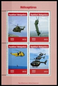 Madagascar 2019 RED CROSS AVIATION HELICOPTERS Sheet Perforated Mint (NH)