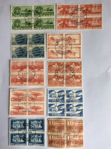 Denmark x10 blocks of 4. Used unhinged. Lot C