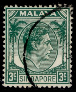 SINGAPORE GVI SG3, 3c green, FINE USED.