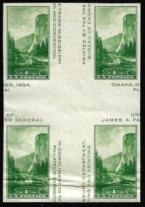 US. Sc 769. Crossed gutter block of 4. No gum as issued. Wrinkled. (g766xgb4)