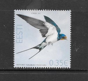 BIRDS- ESTONIA #669 BARN SWALLOW MNH
