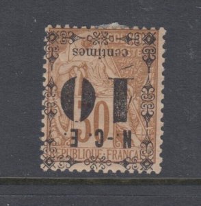 New Caledonia, Scott 12a (Yvert 12a), MHR, Inverted Surcharge