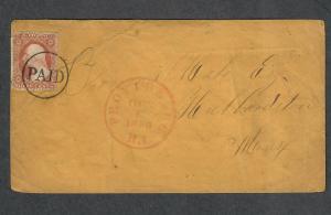 US Sc#26a Cover Type IV Providence RI Oct 6 1858 XF Strike