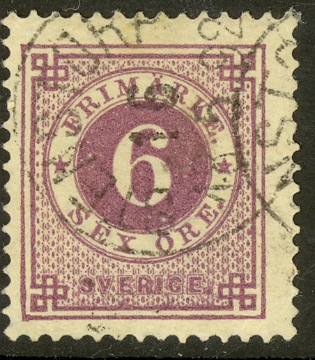 SWEDEN 1886-91 6o Red Violet Numeral Issue Sc 44 VFU