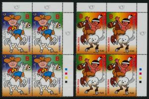 Slovenia 449-50 TR Blocks MNH Cartoons, Horses, Bozo Kos, Cowboy, Indian