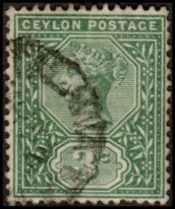 Ceylon 133 - Used - 3c Queen Victoria (1900) (cv $0.75)