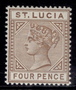 ST. LUCIA QV SG48, 4d brown, M MINT. DIE II