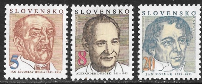 SLOVAKIA 1993 Famous Men Set Sc 163-165 MNH