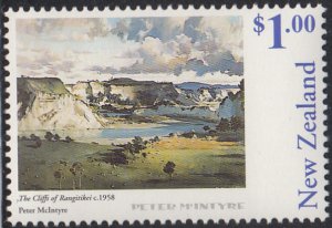 New Zealand 1998 MNH Sc 1523 $1 The Cliffs of Rangitikei Peter McIntyre