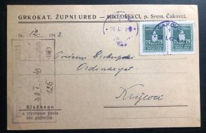 1943 Cakovci Croatia Germany State Official Postcard Cover To Križevci