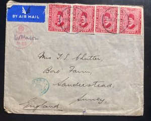 1939 Abu Sueir MPO Egypt Censored Airmail cover To Surrey England