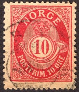 1898, Norway 10ö, Used, Sc 51