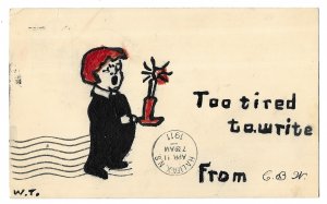 Dartmouth to Halifax, Nova Scotia, Canada 1911 KEVII Postal Card, Hand Painted