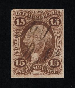 GENUINE SCOTT #R40a F-VF 1862-71 BROWN 1ST ISSUE INLAND EXCHANGE IMPERFORATE