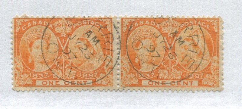 Canada QV Jubilee 1 cent pair Barrie ON July 23rd 1897 CDS's