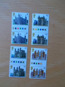 1978 British Architecture Set in Unfolded Traffic Light Gutter Pairs Superb U/M 