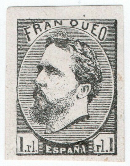 (I.B) Spain Postal : Don Carlos 1R (type II) black proof | Europe - Spain &  Colonies, Stamp