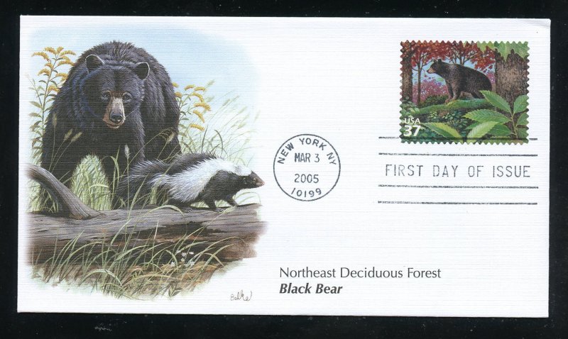 US 3899e Northeast Deciduous Forest Black bear UA Fleetwood cachet FDC