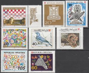 Croatia #125-6, 128-9, 132-3, 140-1  MNH  CV $5.05 (A3274)