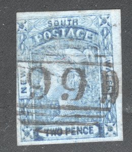 New South Wales SC#14, Double Impression error, F/VF, Used    .......    4320222