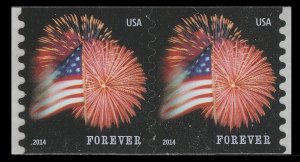 US 4853 Star-Spangled Banner forever coil pair CCL (2 stamps) MNH 2014 