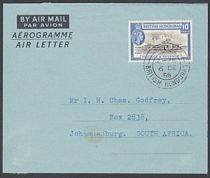 BR HONDURAS 1965 10c aerogramme used Belize to South Africa.................J993