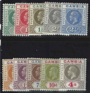 Gambia 1921-1922 SC 87-96 MLH/MNH Set 