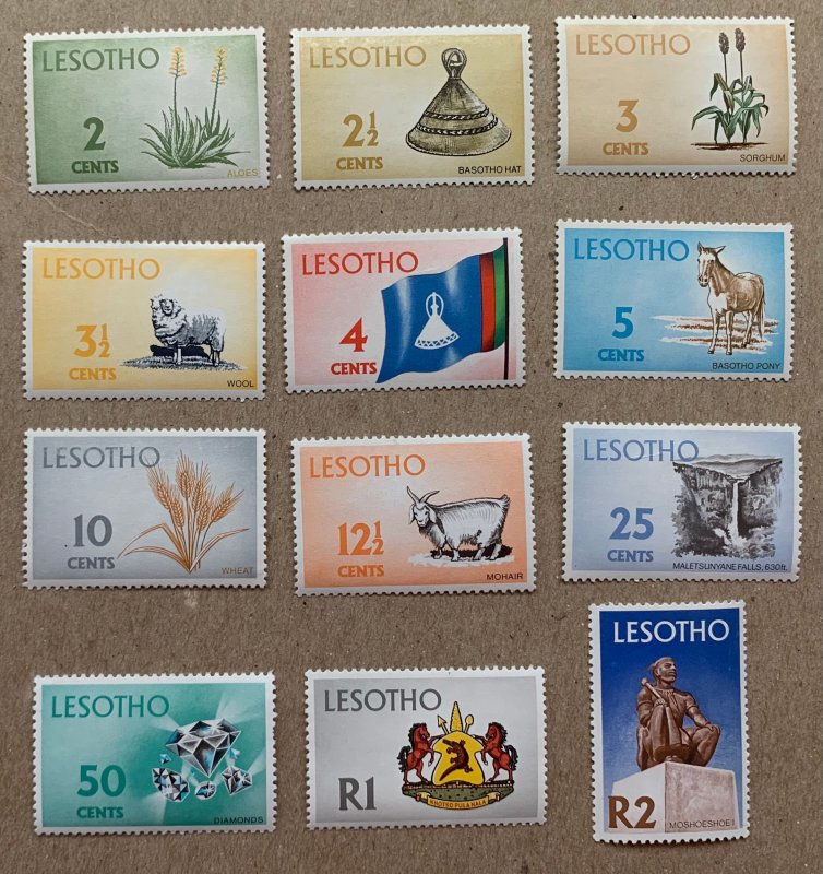 Lesotho 1971 Resources - missing two low values, MNH. Scott 93-104, CV $12.85