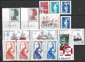 COLLECTION LOT 21120 SPM 15 AC STAMPS 1986+ CV+$18