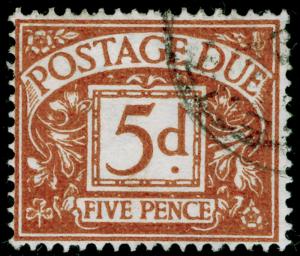 SG D52, 5d brown-ochre, FINE USED. Cat £20. WMK EDWARD E2R.