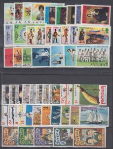 Antigua Sc 312//463 MOG. 1973-1977 issues, 10 complete sets 