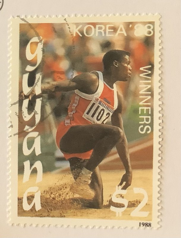 Guyana 1989 Scott 2015 CTO - $2, Summer Olympics, Seoul, Carl Lewis
