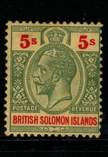 BRITISH SOLOMON IS. SG36a 1920 5/= GREEN & RED/ORANGE-BUFF MTD MINT 