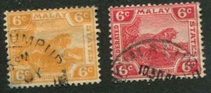 Malaya Federated States SC# 60-1 Tiger 6c wmk 4 Used