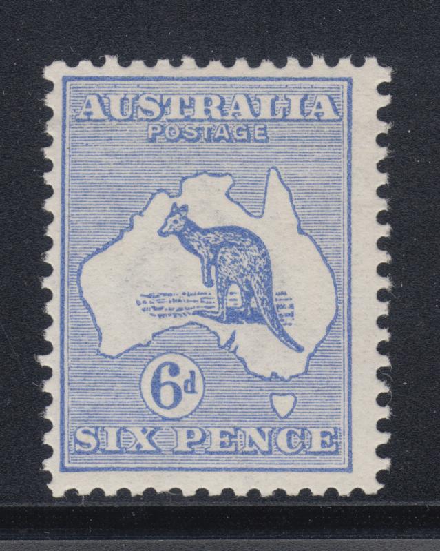 Australia Sc 8 MLH. 1913 6p ultra Kangaroo, wide Crown & wide A watermark, F-VF